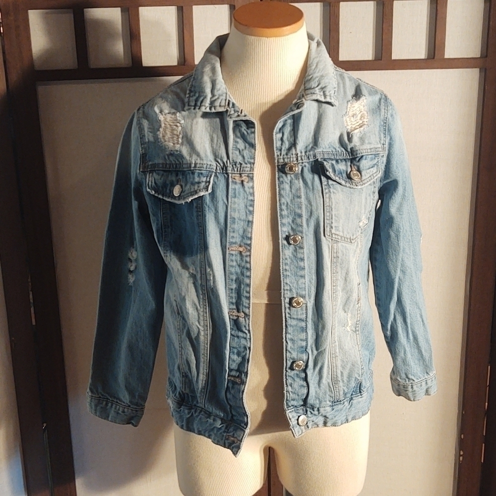 Zara Girls Casual Collectin Distressd Jean Jacket Sz 11/12